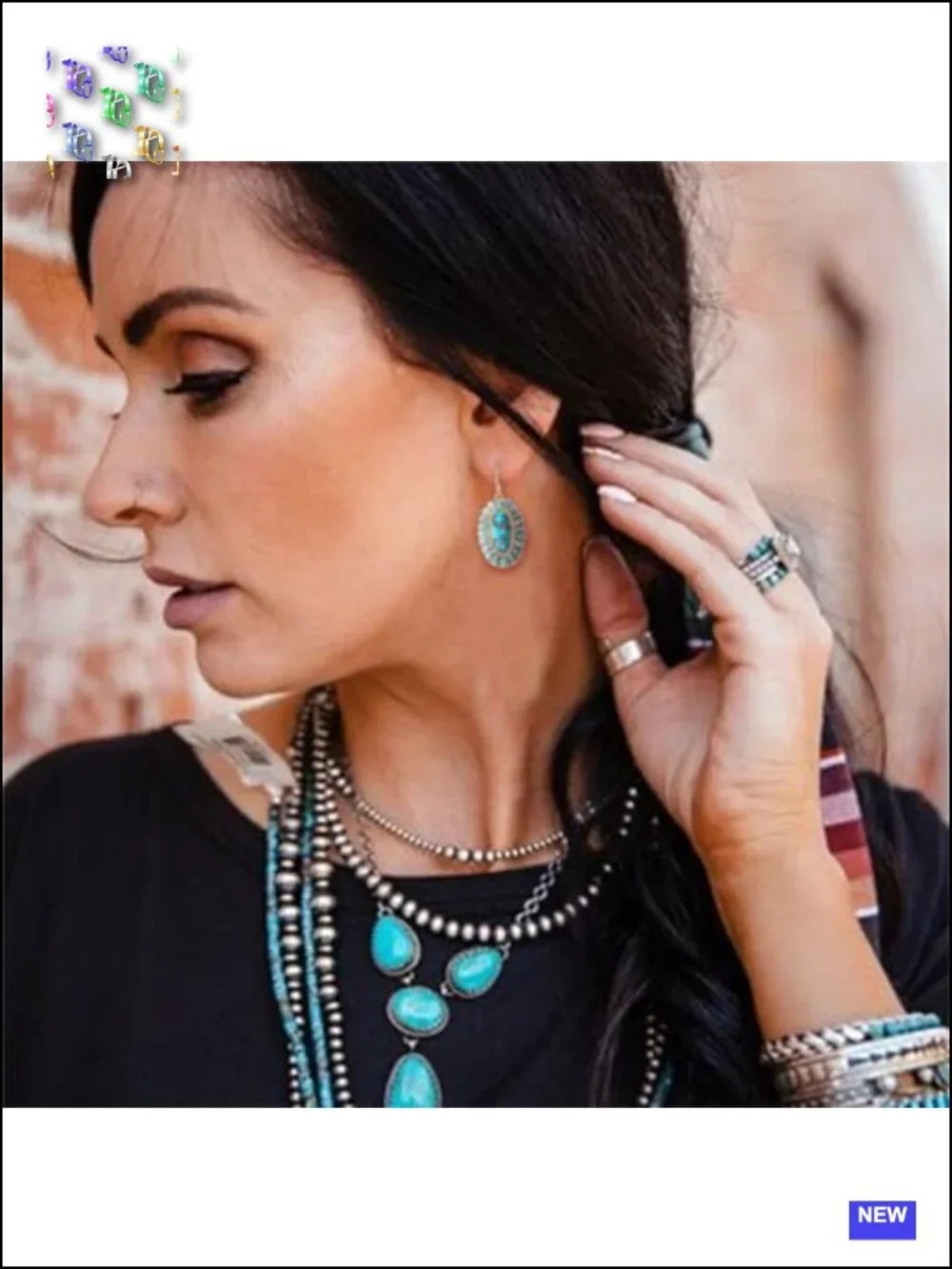 Handmade Turquoise and Abalone Shell Drop Dangle Earrings Gold Geometric Boho